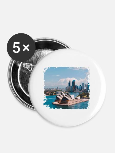 Opernhaus in Sydney - Buttons groß 56 mm (5er Pack) - Weiß