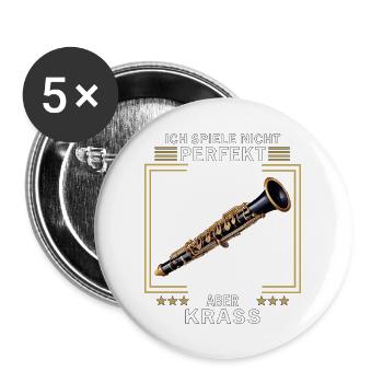 NICHT PERFEKT ABER KRASS KLARINETTE - Buttons groß 56 mm (5er Pack) - Weiß - Vorne