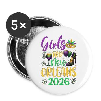 Voyage entre filles à la Nouvelle-Orléans 2026 (Garantie du prix le plus bas) - Lot de 5 grands badges (56 mm) - blanc - Devant