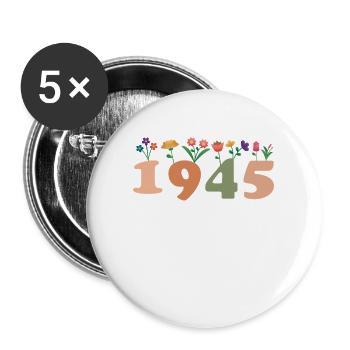 80 Années Vintage 1945 Anniversaire Femmes - Lot de 5 grands badges (56 mm) - blanc - Devant