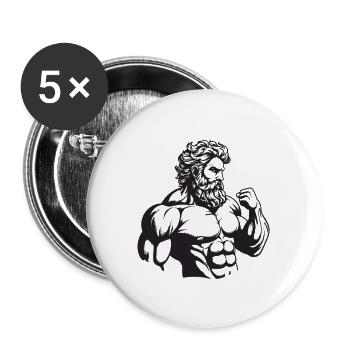 Bodybuilder Muscles Entraînement Gym - Lot de 5 grands badges (56 mm) - blanc - Devant