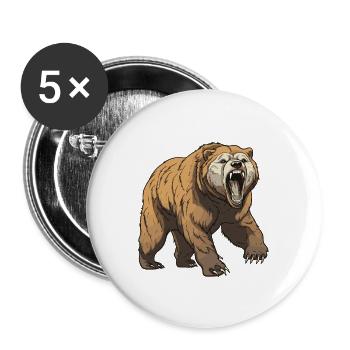 Animal Ours - Lot de 5 grands badges (56 mm) - blanc - Devant