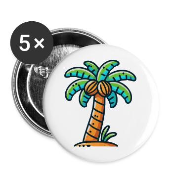 palme - Buttons groß 56 mm (5er Pack) - Weiß - Vorne