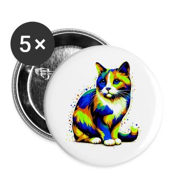 Cat - Buttons large 2.2''/56 mm (5-pack) - white - Front