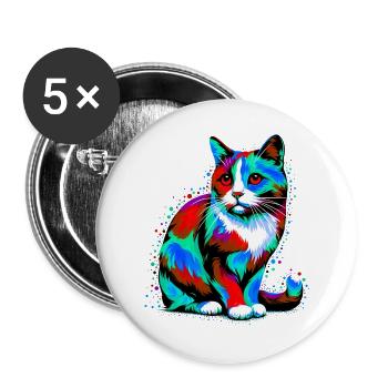 Cat - Buttons large 2.2''/56 mm (5-pack) - white - Front