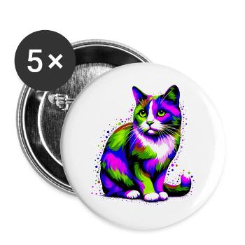 Cat - Buttons large 2.2''/56 mm (5-pack) - white - Front