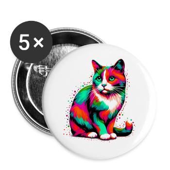 Cat - Buttons large 2.2''/56 mm (5-pack) - white - Front
