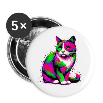 Cat - Buttons large 2.2''/56 mm (5-pack) - white - Front