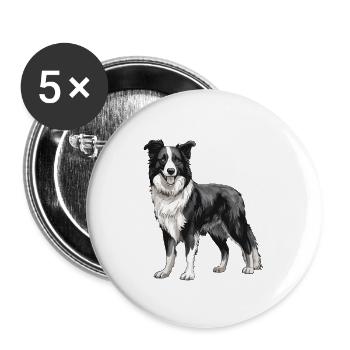 Border Collie Dog - Buttons large 2.2''/56 mm (5-pack) - white - Front
