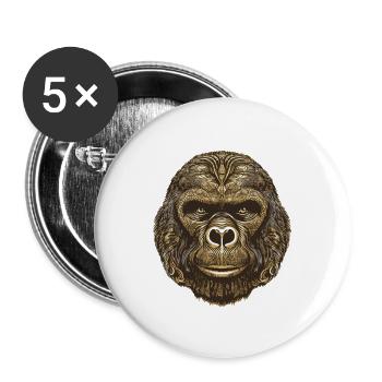 Gorilla Porträt - Buttons groß 56 mm (5er Pack) - Weiß - Vorne