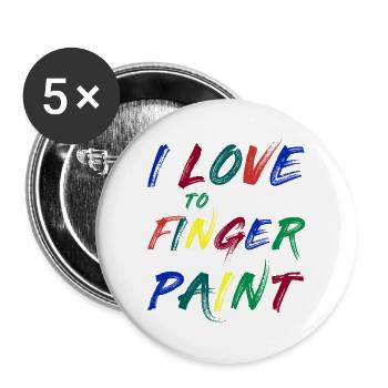JE SUIS PEINTRE - J’adore peindre au doigt – Peintures au doigt - Lot de 5 grands badges (56 mm) - blanc - Devant