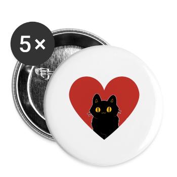 LOVE CAT FOR VALENTINE DAY TSHIRT - Buttons large 2.2''/56 mm (5-pack) - white - Front