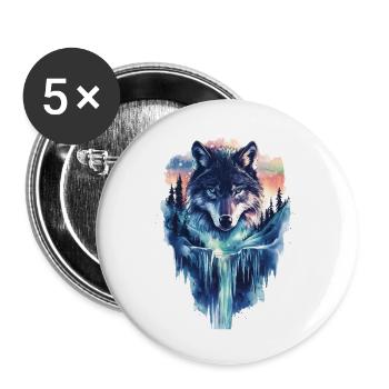 Wolf - Buttons groß 56 mm (5er Pack) - Weiß - Vorne