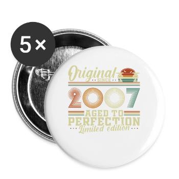 18 Ans 2007 Vintage Rétro Cadeau d’anniversaire - Lot de 5 grands badges (56 mm) - blanc - Devant