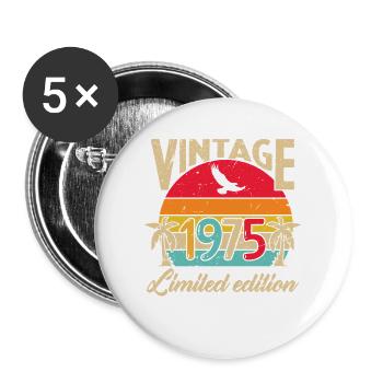 1975 Vintage Retro Anniversary Gift - Buttons large 2.2''/56 mm (5-pack) - white - Front