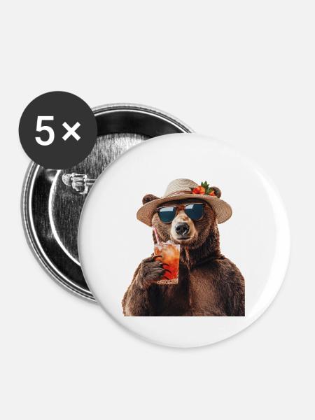 Tragen - Buttons groß 56 mm (5er Pack) - Weiß