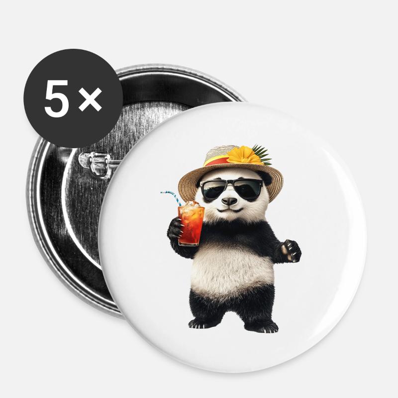 Panda - Buttons groß 56 mm (5er Pack) - Weiß