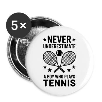 Tennis Dire Garçons Drôle Tennis Cadeau - Lot de 5 grands badges (56 mm) - blanc - Devant