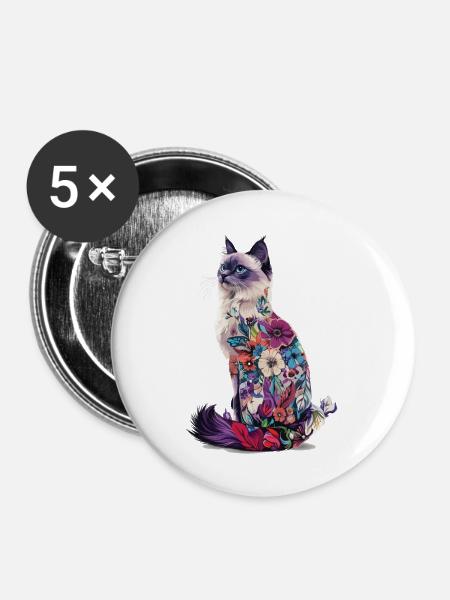 Birma - Buttons groß 56 mm (5er Pack) - Weiß