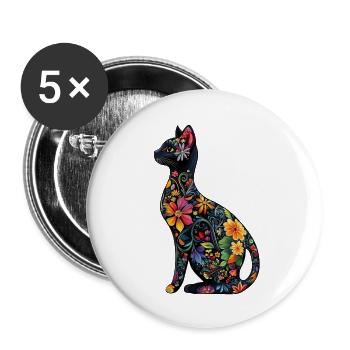 Russisch Blau Katze - Buttons groß 56 mm (5er Pack) - Weiß - Vorne