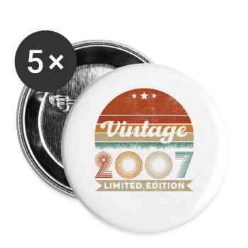 18 Ans 2007 Vintage Rétro Cadeau d’anniversaire - Lot de 5 grands badges (56 mm) - blanc - Devant