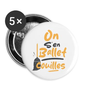 Wir Ballett Ballettbälle - Buttons groß 56 mm (5er Pack) - Weiß - Vorne
