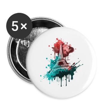 Paris Tour Eiffel Horizon France Splash Coloré - Lot de 5 grands badges (56 mm) - blanc - Devant