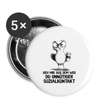 Geh mir aus dem Weg Du unnötiger Sozialkontakt - Buttons groß 56 mm (5er Pack) - Weiß - Vorne