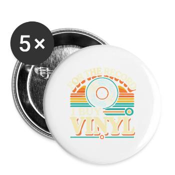 Zum Mitschreiben: Ich kaufe Vinyl - Buttons groß 56 mm (5er Pack) - Weiß - Vorne
