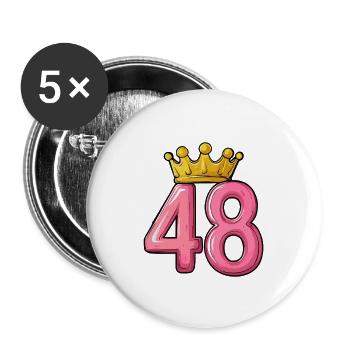 48 Zahl Krone - Buttons groß 56 mm (5er Pack) - Weiß - Vorne