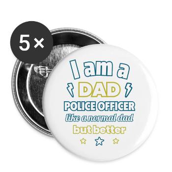 I'm a dad policeman,gift father's day - Buttons large 2.2''/56 mm (5-pack) - white - Front