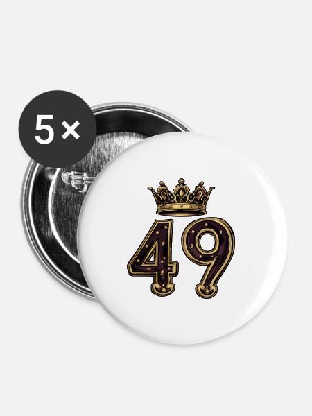 49 Zahl Krone - Buttons groß 56 mm (5er Pack) - Weiß