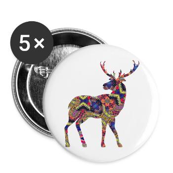 Cerf - Lot de 5 grands badges (56 mm) - blanc - Devant