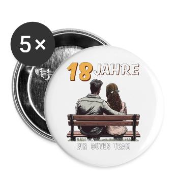 18 YEARS A GOOD TEAM MAN WOMAN - Buttons large 2.2''/56 mm (5-pack) - white - Front