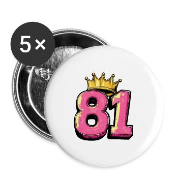 81 Zahl Krone - Buttons groß 56 mm (5er Pack) - Weiß - Vorne