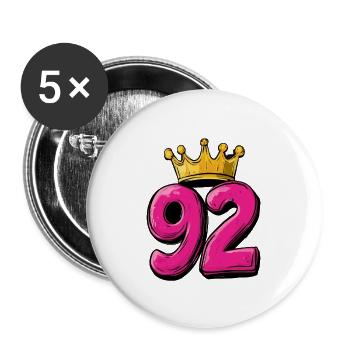 92 Nombre Couronne - Lot de 5 grands badges (56 mm) - blanc - Devant