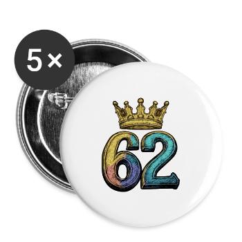 62 Number Crown - Buttons large 2.2''/56 mm (5-pack) - white - Front