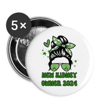 New Kidney Owner 2024 Messy Bun Groovy Kidney - Buttons groß 56 mm (5er Pack) - Weiß - Vorne