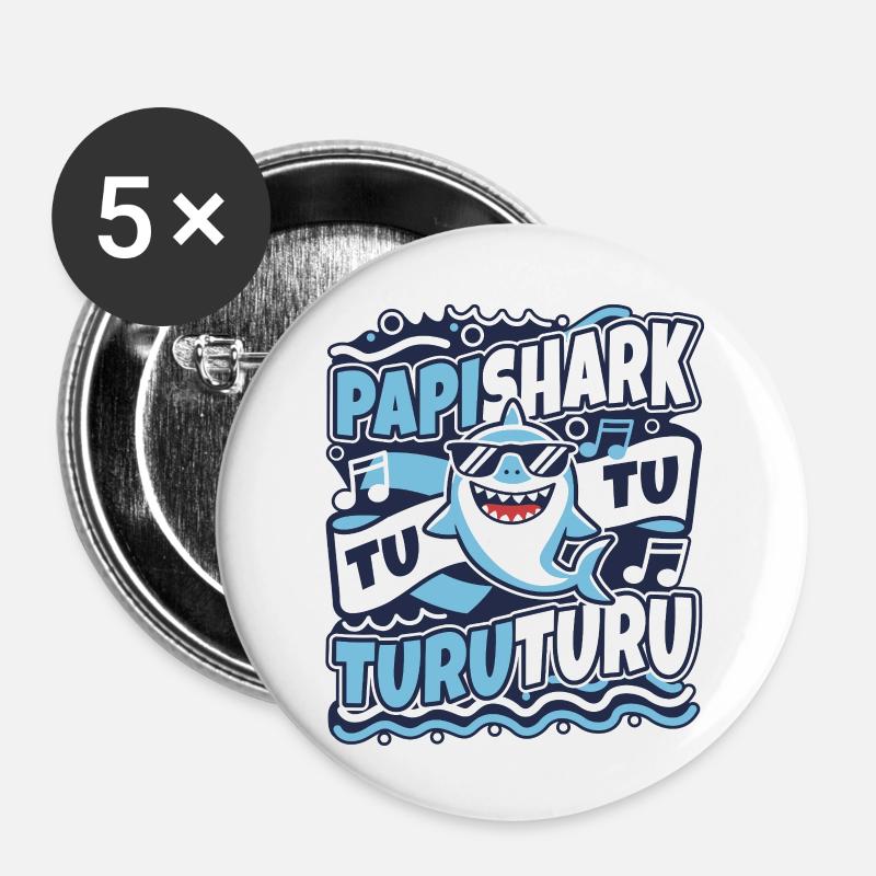 Daddy Shark - Buttons large 2.2''/56 mm (5-pack) - white