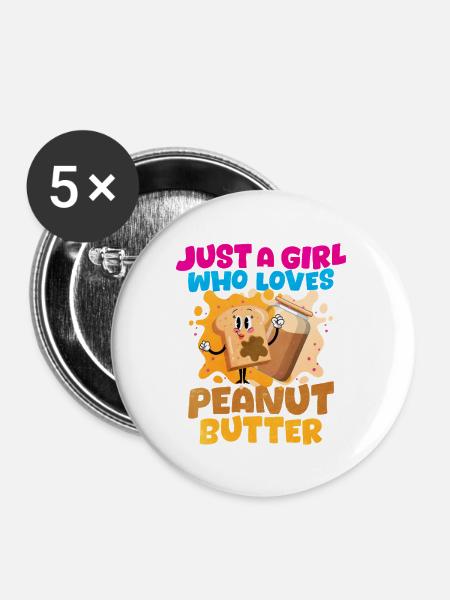 Erdnussbutter - Buttons groß 56 mm (5er Pack) - Weiß