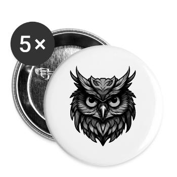 Owl Portrait - Buttons large 2.2''/56 mm (5-pack) - white - Front
