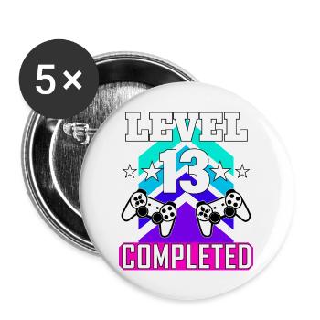 13 Anniversaire - Lot de 5 grands badges (56 mm) - blanc - Devant