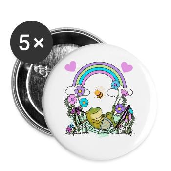 Frosch Frösche Kinder Kind - Buttons groß 56 mm (5er Pack) - Weiß - Vorne