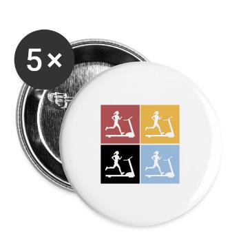Carrés Gym Tapis roulant Fitness Sports Hobby Drôle - Lot de 5 grands badges (56 mm) - blanc - Devant