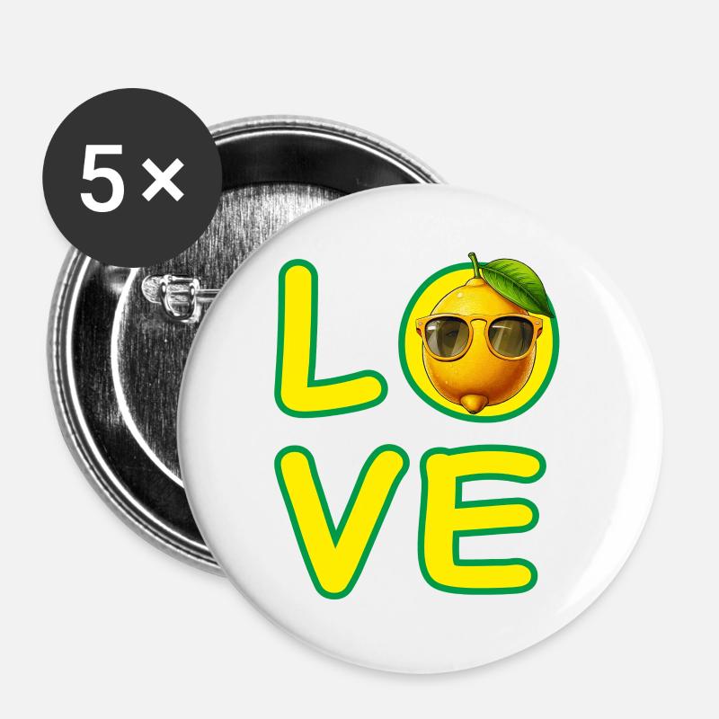 ELSKER CITRON - Buttons/Badges stor, 56 mm (5-pack) - hvid