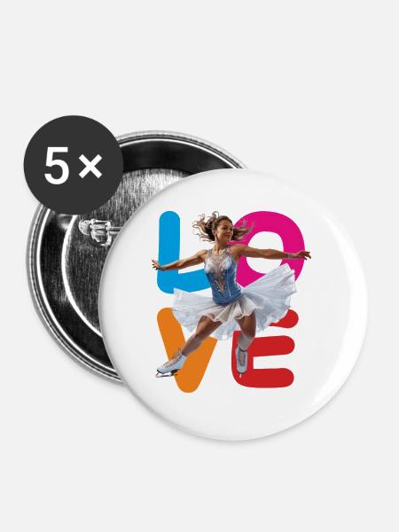 EISKUNSTLAUF LOVE - Buttons groß 56 mm (5er Pack) - Weiß