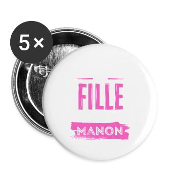 Fille Parfaite Manon - Lot de 5 grands badges (56 mm) - blanc - Devant