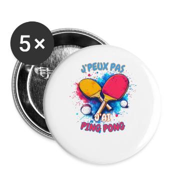 Ping Pong Coloré Déchaîné - Lot de 5 grands badges (56 mm) - blanc - Devant