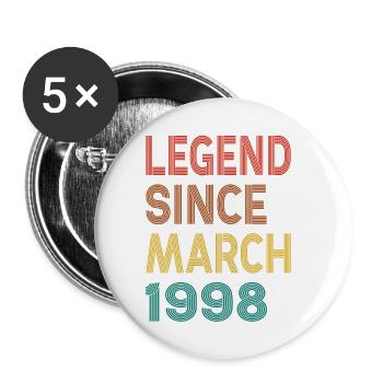 Vintage Legend Depuis Mars 1998, 27ème anniversaire - Lot de 5 grands badges (56 mm) - blanc - Devant
