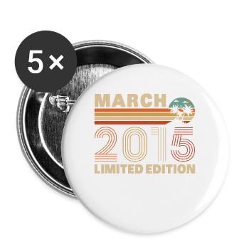 Mars 2015 Vintage Cadeau Anniversaire - Lot de 5 grands badges (56 mm) - blanc - Devant